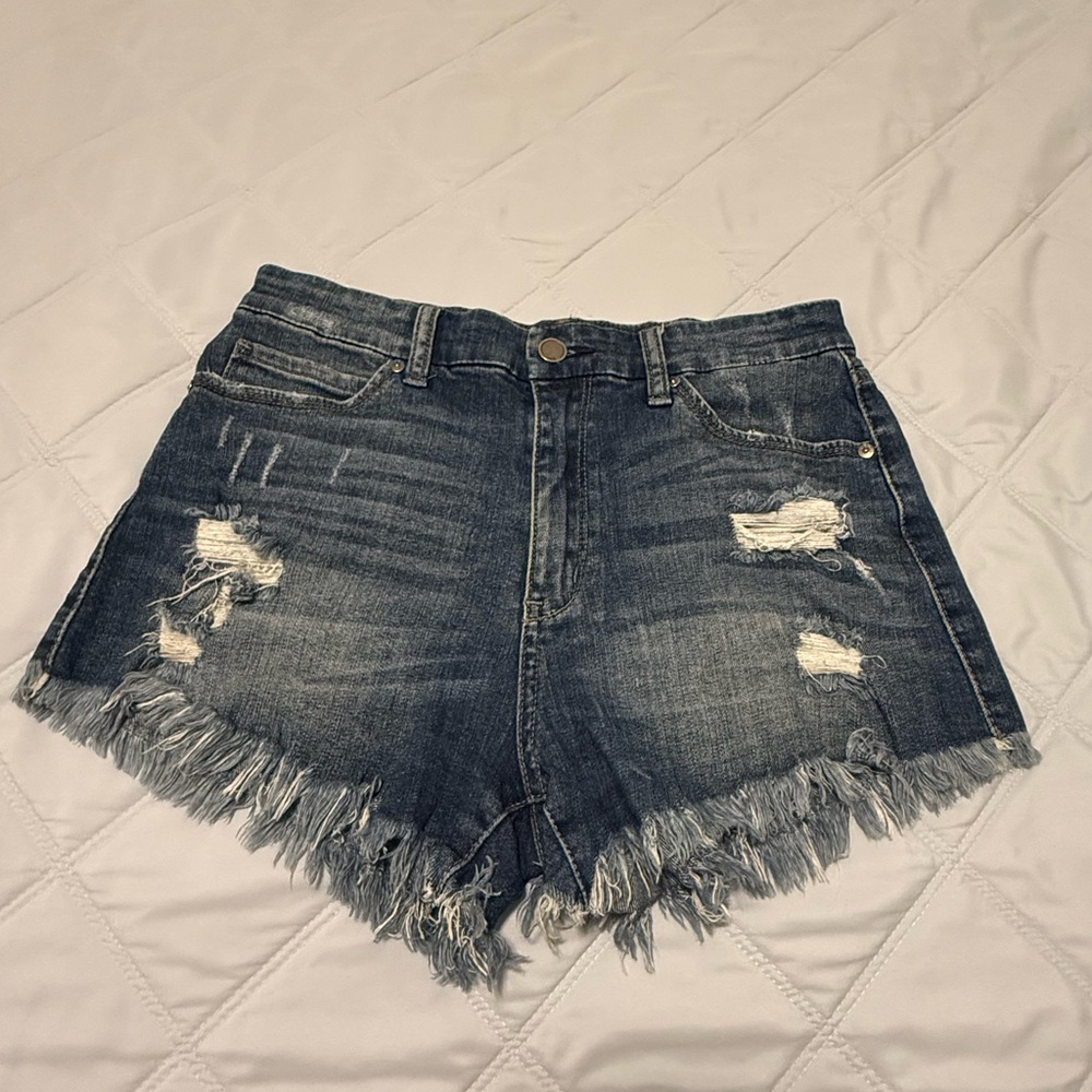 Frayed‎ Hem Blue Jean Shorts for Women